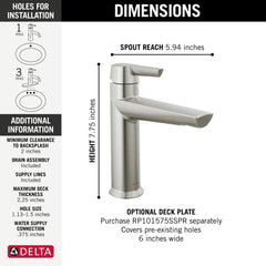 DELTA FAUCET Delta Faucet 571-SS-PR-MPU-DST Compel Single Handle Centerset Bathroom Sink Faucet in Brilliance Stainless