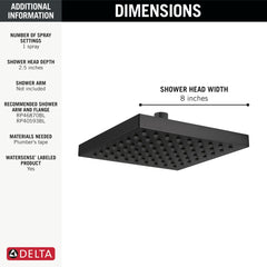 DELTA FAUCET Delta 52841-BL Showerhead 1 Function Rain Can