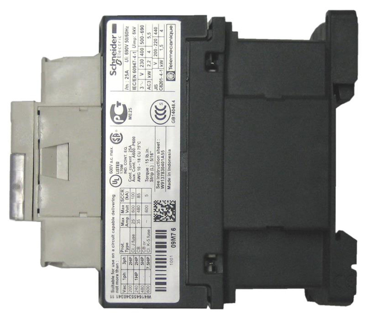 SCHNEIDER ELECTRIC SQUARE D LC1D09B7 3-Pole Contactor 9 AMP