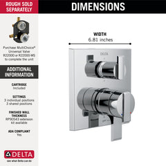 DELTA FAUCET Delta Faucet T27967-RB Angular Modern Monitor 17 Series Valve Trim with 6-Setting Integrated Diverter