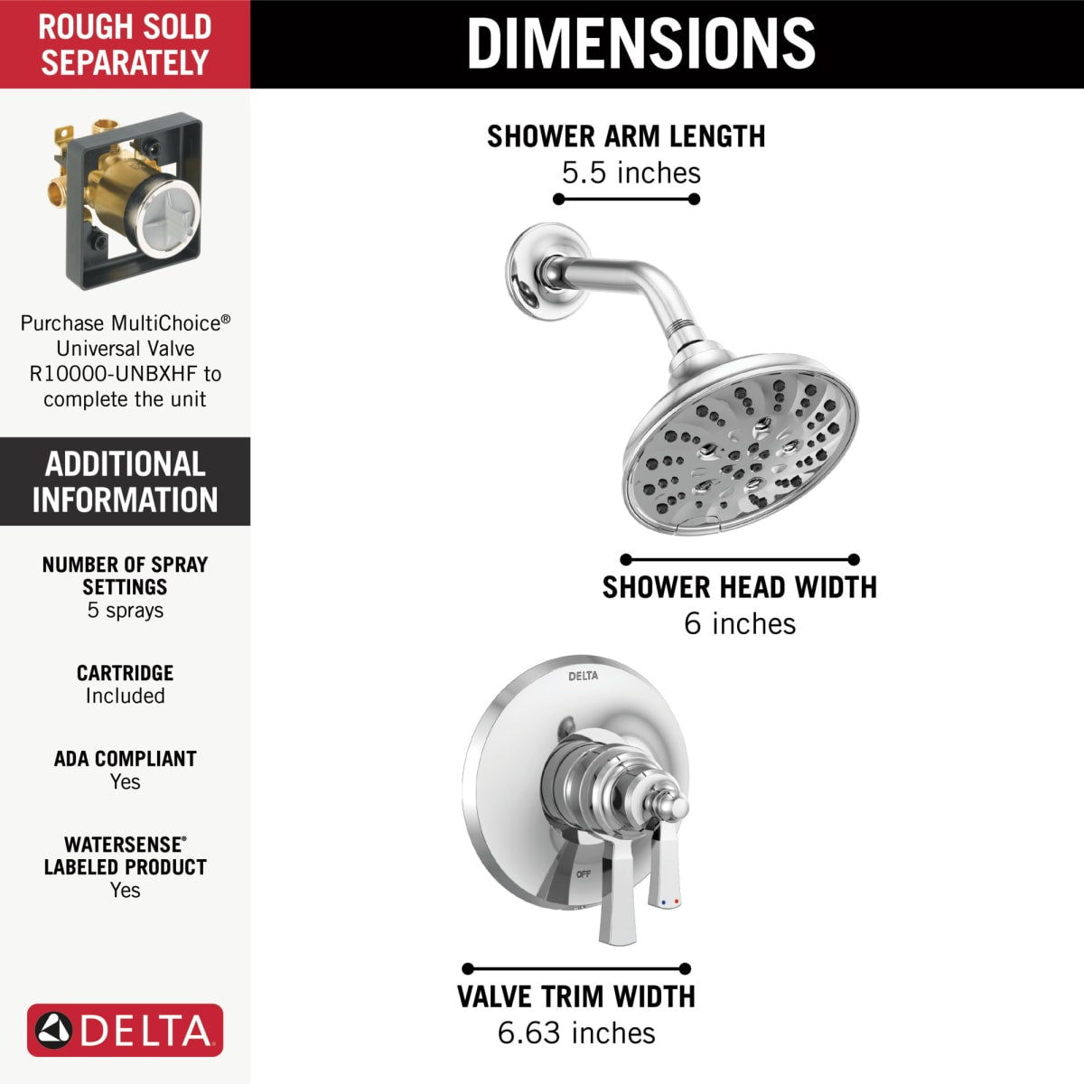 DELTA FAUCET Delta T17256 Dorval Monitor 17 Series Shower Trim