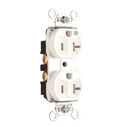 LEGRAND Pass & Seymour TR8300HI Tamper-Resistant Hospital-Grade, Back & Side Wired Duplex Receptacle, 20A, NEMA 5-20R