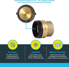 RWC SharkBite UXL0454 2 Inch Push Cap Push to Connect Brass Plumbing Fitting