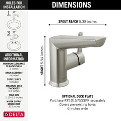 DELTA FAUCET Delta 572-SS-PR-MPU-DST Galeon Single Handle Bathroom Faucet