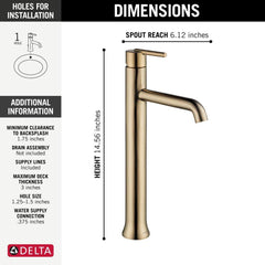 DELTA FAUCET Delta Faucet 759-CZ-DST Trinsic Single Handle Vessel Bathroom Sink Faucet in Champagne Bronze