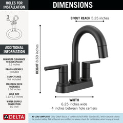 DELTA FAUCET Delta 25749LF-BLPD Nicoli Two Handle Centerset Pull-Down Bathroom Faucet