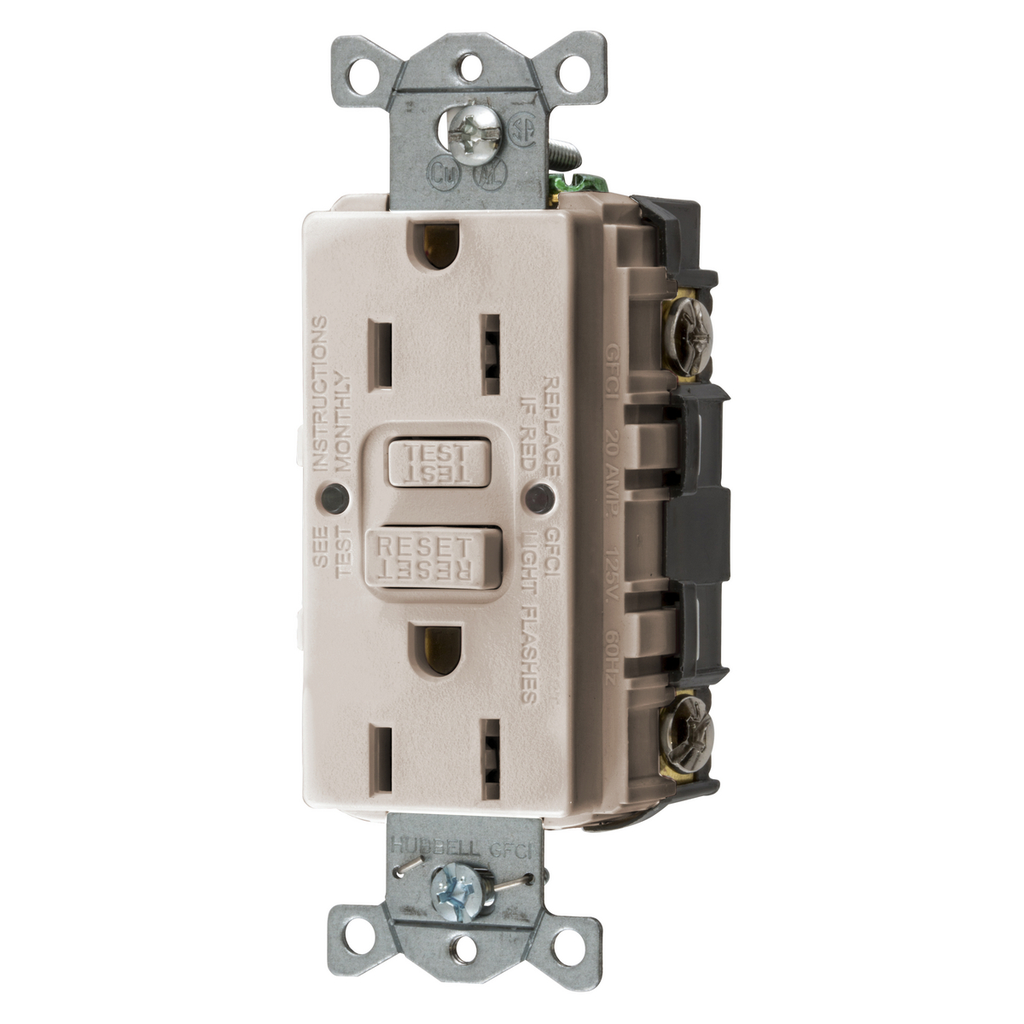 HUBBELL WIRING Hubbell GFRST15LA 15A COM SELF TEST GFR LT ALMOND
