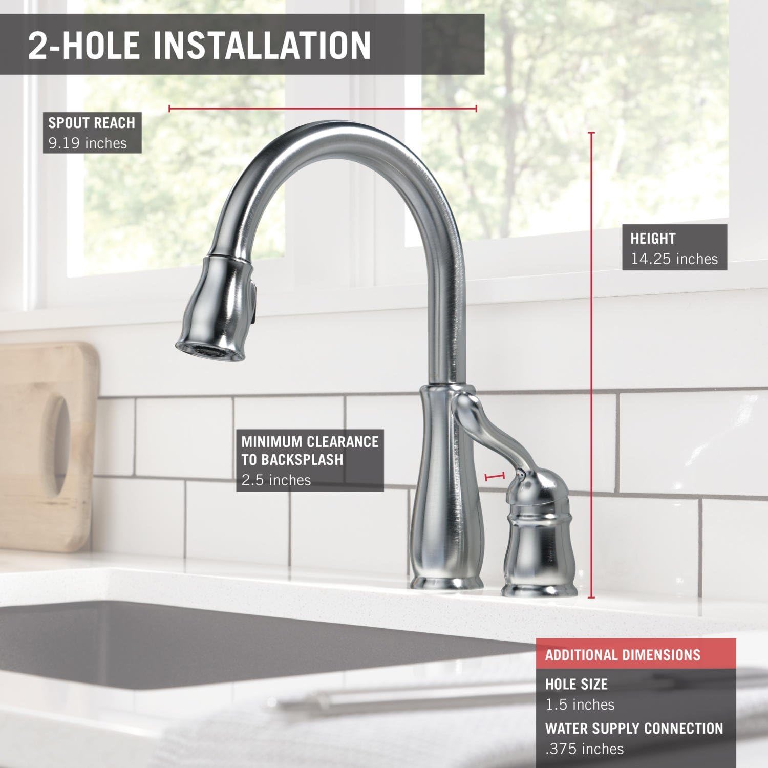 DELTA FAUCET Delta Faucet 978-DST Leland Pull Down Kitchen Faucet Chrome 1.8 GPM Water Flow