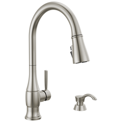 DELTA FAUCET Delta Faucet 19831Z-SPSD-DST Hazelwood Single Handle Pull-Down Kitchen Faucet with Soap Dispenser and ShieldSpray Technology
