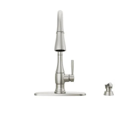 DELTA FAUCET Delta Faucet 19831Z-SPSD-DST Hazelwood Single Handle Pull-Down Kitchen Faucet with Soap Dispenser and ShieldSpray Technology