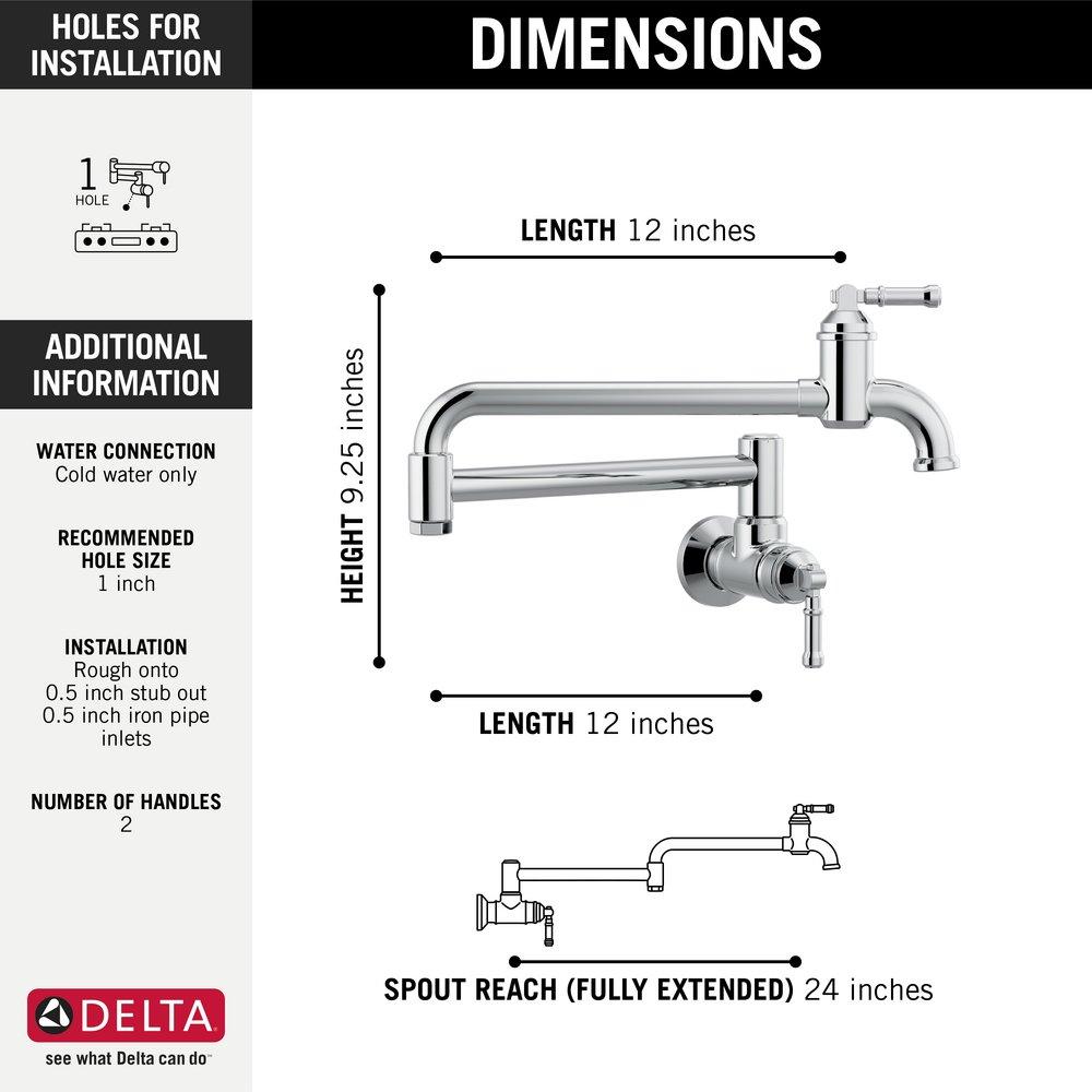 DELTA FAUCET Delta Faucet 1190LFL Broderick Wall Mount Pot Filler
