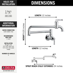 DELTA FAUCET Delta Faucet 1190LFL Broderick Wall Mount Pot Filler