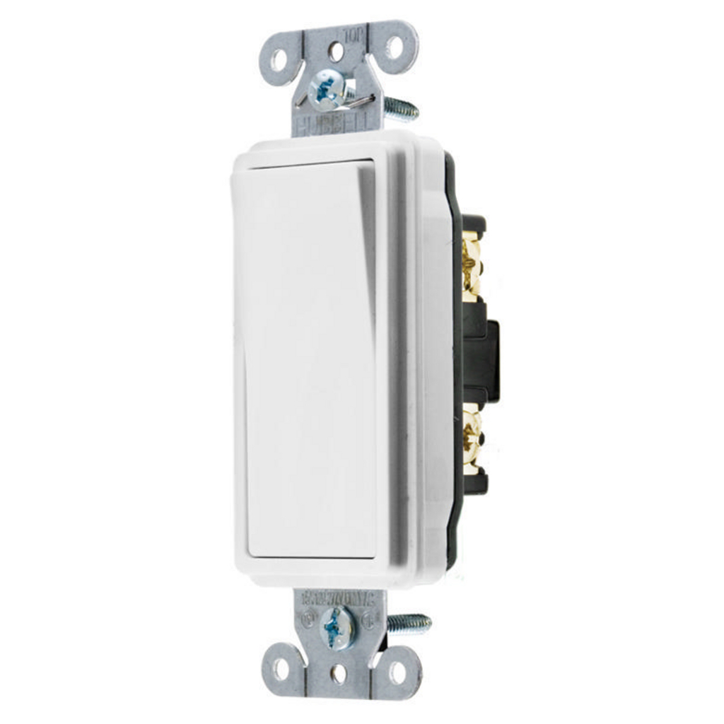HUBBELL WIRING Hubbell Wiring Device-Kellems DS120W 20 Amp 120/277 VAC 1-Pole White Rocker Switch