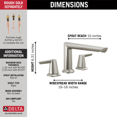 DELTA FAUCET Delta T2771-SS-PR Galeon Tub Filler