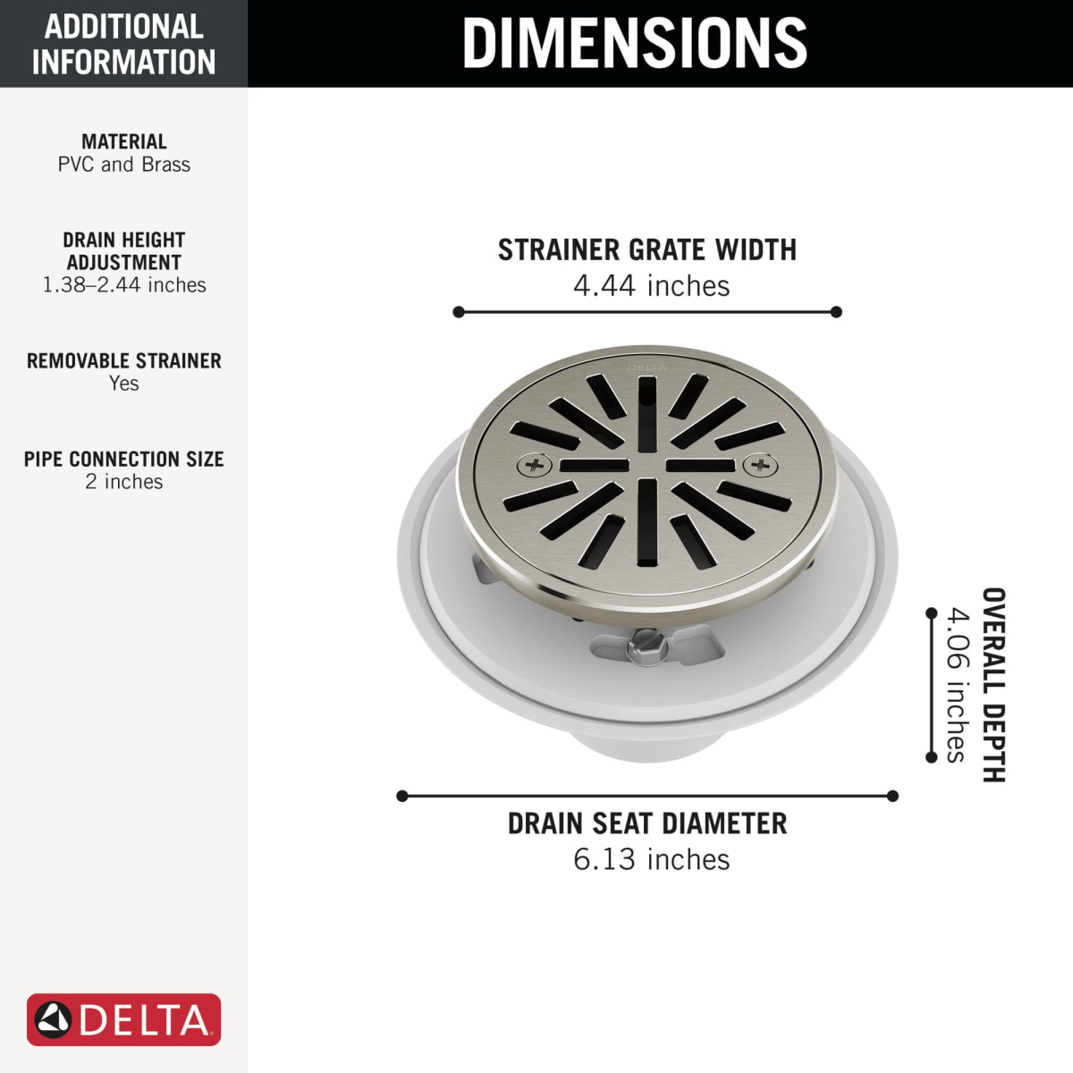 DELTA FAUCET Delta DT061411-SS Other: 4 Tile-In Round Shower Drain