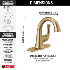 DELTA FAUCET Delta 533LF-CZMPU Kayra Single Handle Bathroom Faucet 1.2 GPM