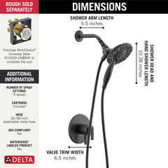 DELTA FAUCET Delta T17242-BL-I Monitor 17 Series Shower Trim with In2ition 1.75 gpm