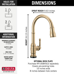 DELTA FAUCET Delta Faucet 9190T-CZ-DST Broderick Single Handle Pull Down Kitchen Faucet with Touch Activation