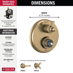 DELTA FAUCET Delta Faucet T24856-CZLHP Dorval Pressure Balancing Valve Trim with Handle Sold Separately