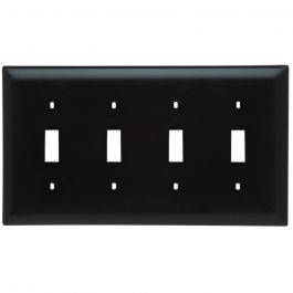 LEGRAND Pass & Seymour TP4 4Gang Wall Plate, Toggle Switch, Nylon, Standard - Brown