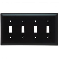 LEGRAND Pass & Seymour TP4 4Gang Wall Plate, Toggle Switch, Nylon, Standard - Brown