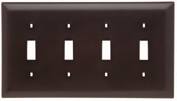 LEGRAND Pass & Seymour TP4 4Gang Wall Plate, Toggle Switch, Nylon, Standard - Brown