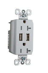 LEGRAND Pass & Seymour TR5362USBW 20 Amp 125 Volt White Straight Blade Receptacle with USB Charger
