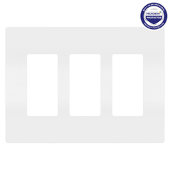 LEGRAND Pass & Seymour RWP263W Screwless Wallplate, 3 Gangs, 6.77 Width x 4.94 Height, White