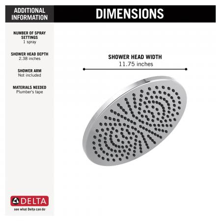 DELTA FAUCET Delta Faucet 52158-PR25 Universal Showering Components Single-Setting Metal Raincan