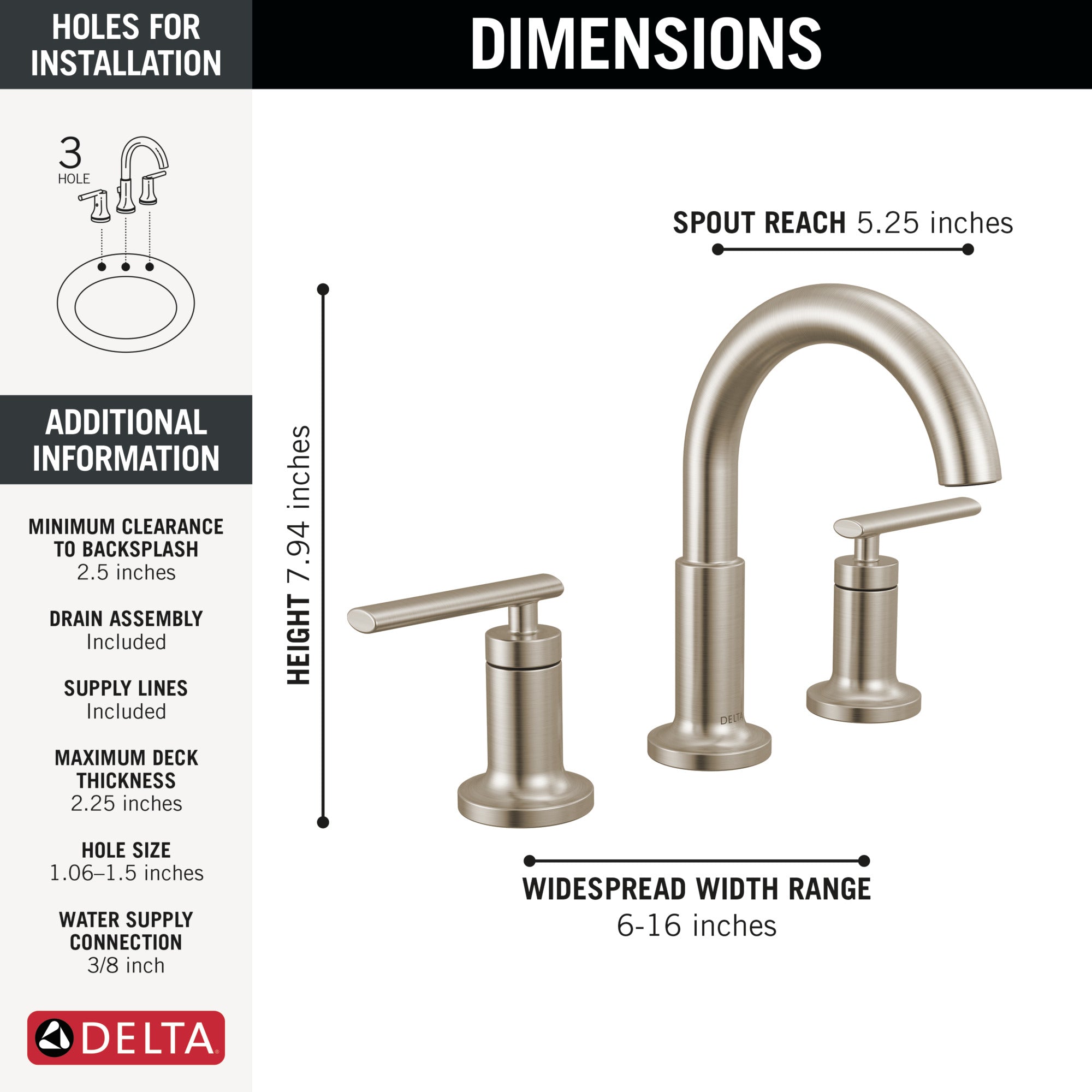 DELTA FAUCET Delta 35442-SSMPU-DST Altado Two Handle Widespread Bathroom Faucet 1.2 GPM