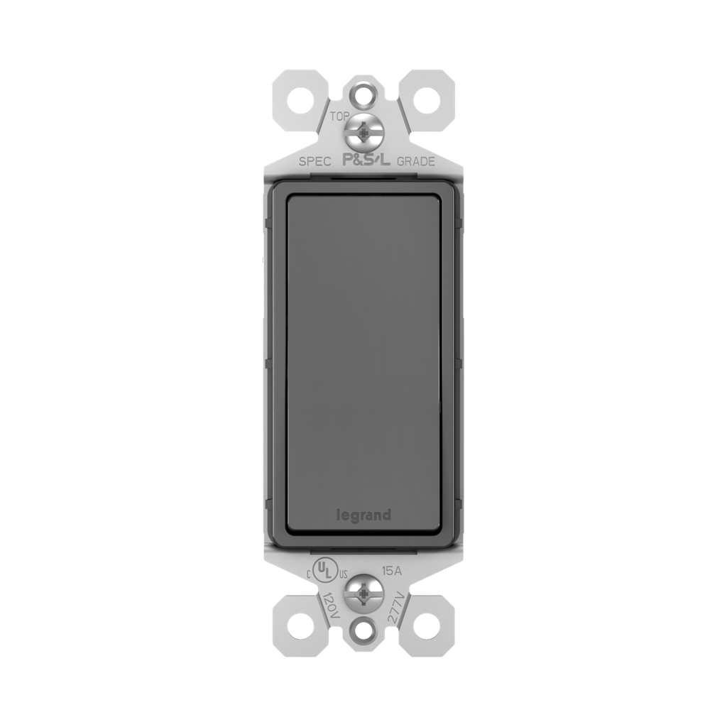 LEGRAND Pass & Seymour TM874-BK 15 Amp 120/277 VAC 4-Way Black Thermoplastic Rocker Decorator Switch