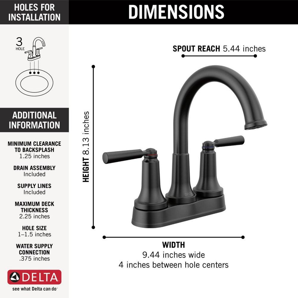 DELTA FAUCET Delta Faucet 2535-BLMPU-DST Two Handle Centerset Bathroom Sink Faucet