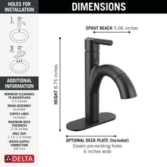 DELTA FAUCET Delta 15749LF-BLPD Nicoli Single Handle Pull-Down Bathroom Faucet 1.2 GPM