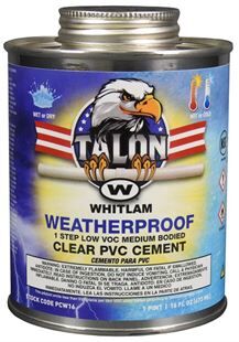 JC WHITLAM Whitlam PCW16 WeatherProof One Step Low VOC Medium-Bodied PVC Cement Dauber Top Clear 16 OZ