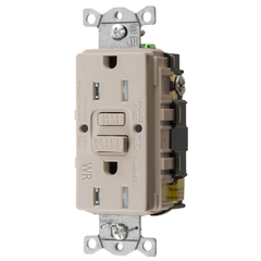 HUBBELL WIRING Hubbell GFTWRST15LA 15 Amp 125 Volt 2-Pole 3-Wire NEMA 5-15R Light Almond GFCI Receptacle