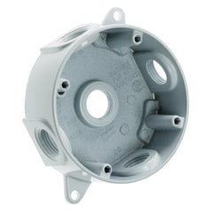 LEGRAND Legrand WPRB25W Pass & Seymour Weatherproof Round Die-Cast Aluminum Box 5 Hole 1/2