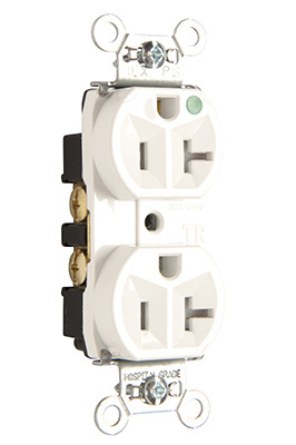 LEGRAND Legrand TR-8300HW Pass & Seymour TR-8300HW 20 Amp 125 VAC 2-Pole 3-Wire NEMA 5-20R White Nylon Tamper-Resistant Duplex Receptacle