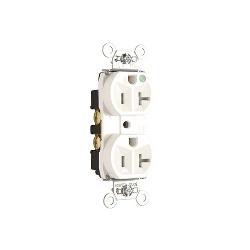 LEGRAND Legrand TR-8300HW Pass & Seymour TR-8300HW 20 Amp 125 VAC 2-Pole 3-Wire NEMA 5-20R White Nylon Tamper-Resistant Duplex Receptacle