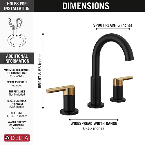 DELTA FAUCET Delta 35749LF-GZ Nicoli Lavatory Faucet Widespread 6-16 Inch Spread