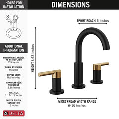 DELTA FAUCET Delta 35749LF-GZ Nicoli Lavatory Faucet Widespread 6-16 Inch Spread