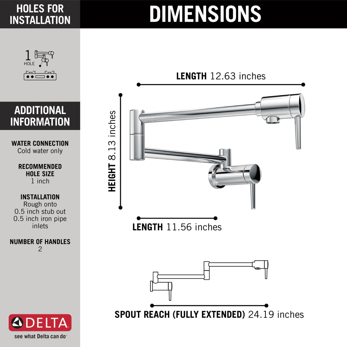 DELTA FAUCET Delta 1165LF Contemporary Wall Mount Pot Filler