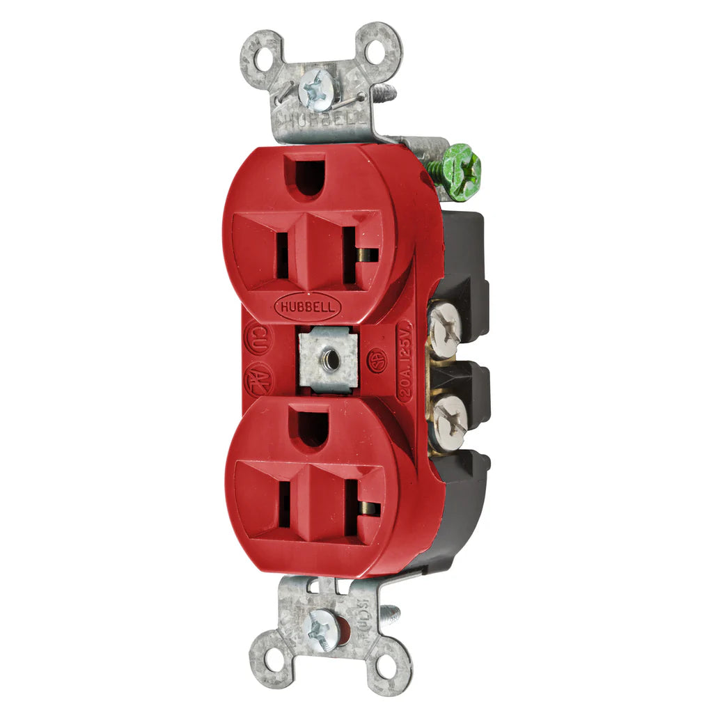 HUBBELL Hubbell 5362R 20 Amp 125 Volt 2-Pole 3-Wire NEMA 5-20R Red Straight Blade Duplex Receptacle