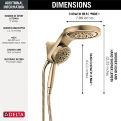 DELTA FAUCET Delta 58680-CZ25 HydroRain H2Okinetic Two-in-One Shower Head
