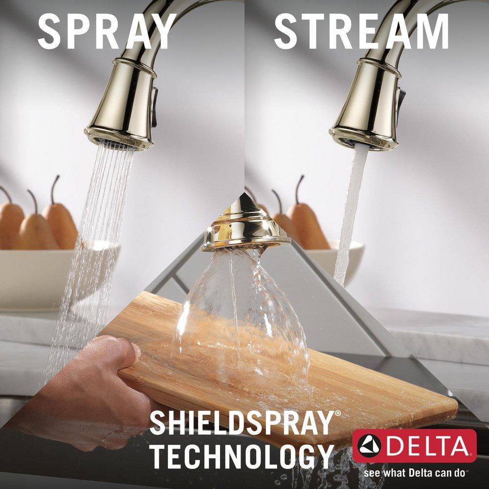 DELTA FAUCET Delta Faucet 9197-PN-PR-DST Cassidy Single Handle Pull Down Kitchen Faucet