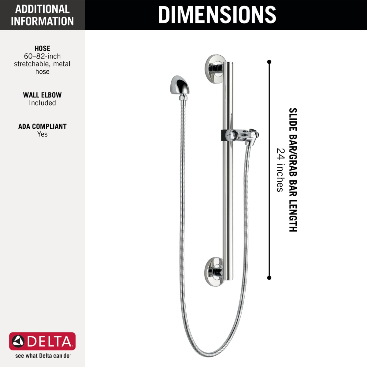 DELTA FAUCET Delta 51600 Handshower W/Slide Grab Bar Chrome