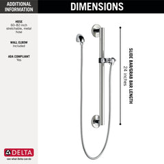 DELTA FAUCET Delta 51600 Handshower W/Slide Grab Bar Chrome
