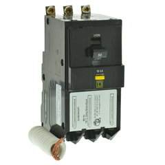 SCHNEIDER ELECTRIC Square D QOB350GFI Mini Circuit Breaker 50A 208Y/120VAC