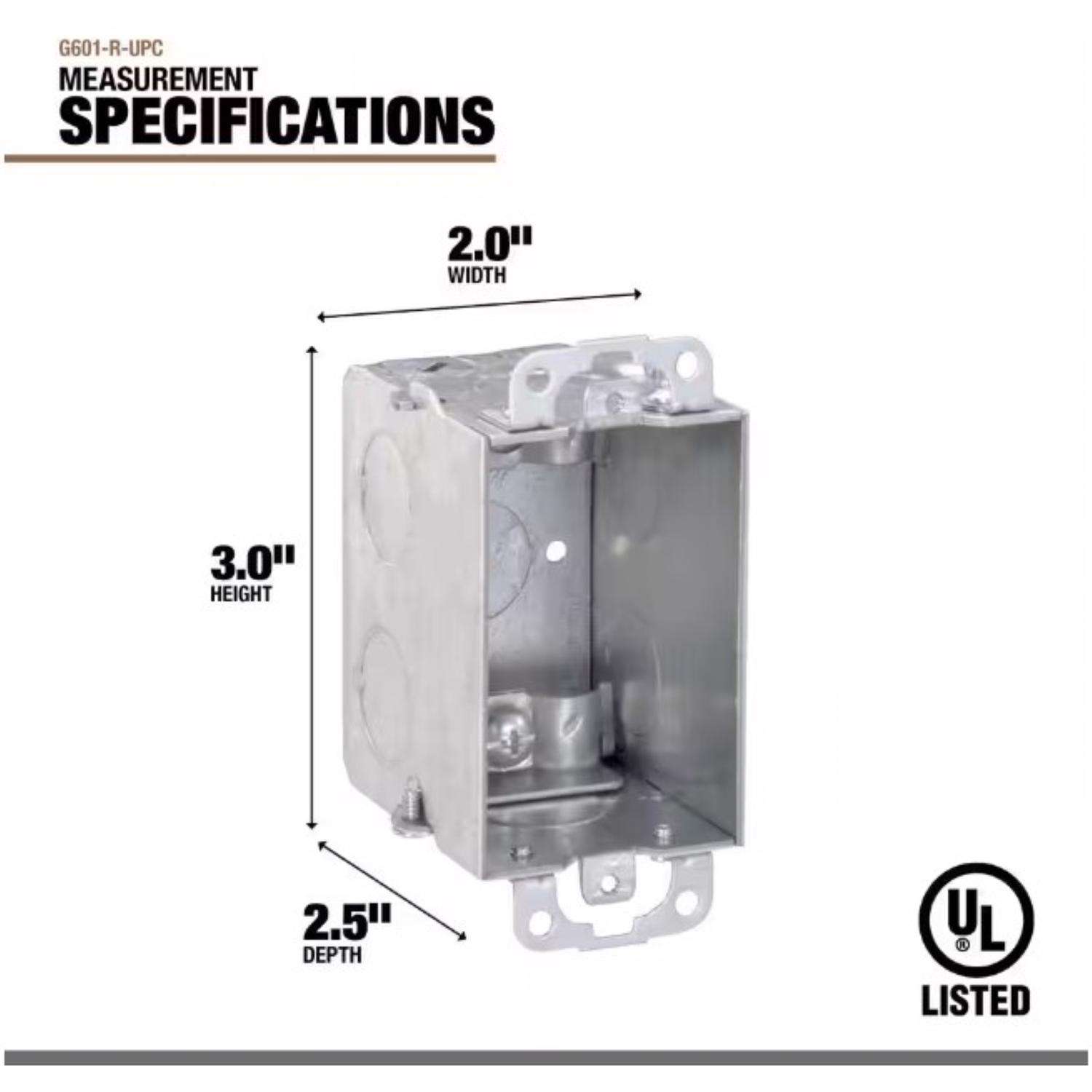 SOUTHWIRE Southwire G601-R 1-Gang Galvanized Steel Switch Box