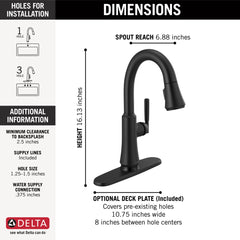 DELTA FAUCET Delta 9979T-BL-DST Coranto Single Handle Pull Down Bar/Prep Faucet with Touch2O Technology