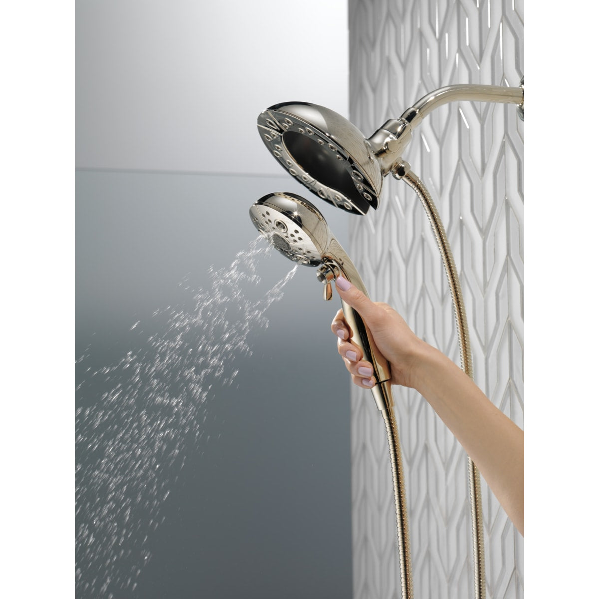 DELTA FAUCET Delta 58480-PN-PR25-PK Universal Showering Components: H2Okinetic In2ition 5-Setting Two-In-One Shower